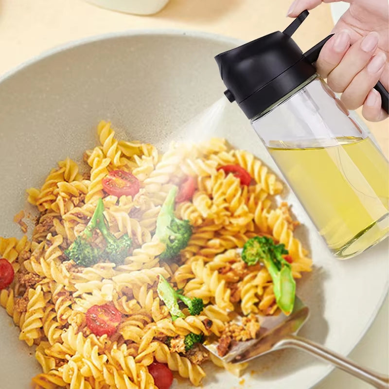 Multi-Functional Kitchen Oil Bottle Spray Oil Pouring Two-In-One Food-Grade Material Is Not Easy to Damage 500ML Large Capacity