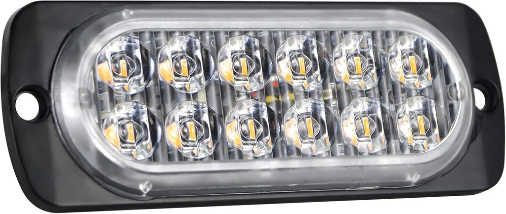 PICAA 2X Ámbar 12 LED Luces Estroboscópicas De Emergencia, 12V-24V LED Flash Lámparas De Faro De Advertencia De Peligro Para Coche Vehículo Camión Remolque Caravana
