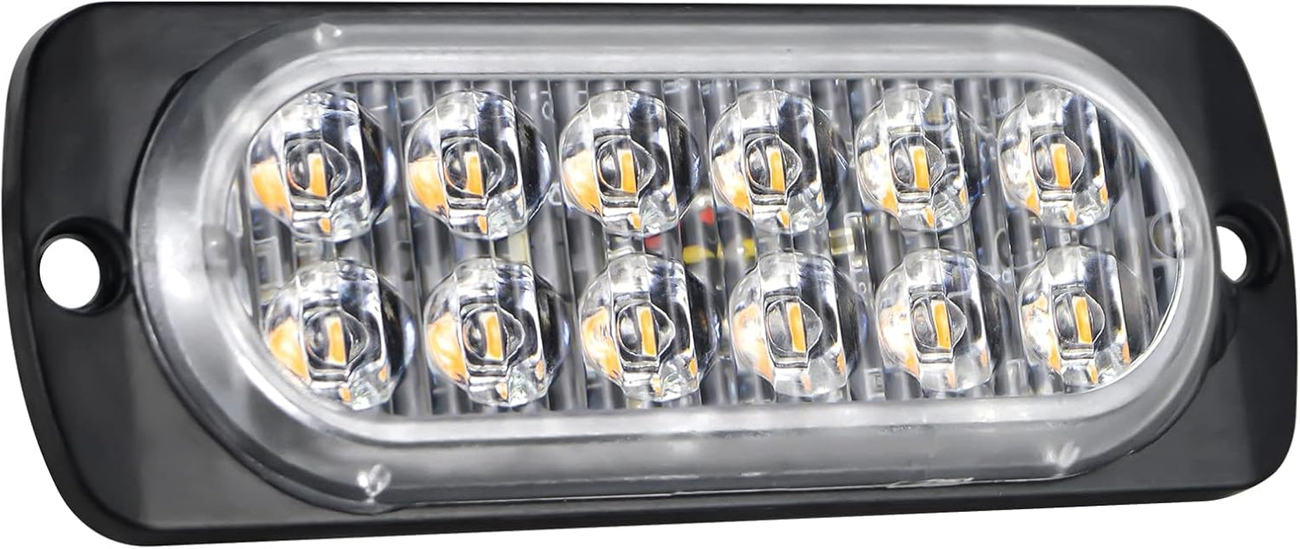 PICAA 2X Ámbar 12 LED Luces Estroboscópicas De Emergencia, 12V-24V LED Flash Lámparas De Faro De Advertencia De Peligro Para Coche Vehículo Camión Remolque Caravana