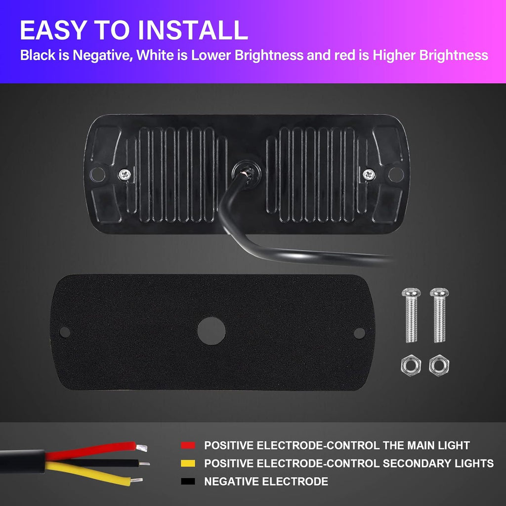 PICAA 2X Ámbar 12 LED Luces Estroboscópicas De Emergencia, 12V-24V LED Flash Lámparas De Faro De Advertencia De Peligro Para Coche Vehículo Camión Remolque Caravana