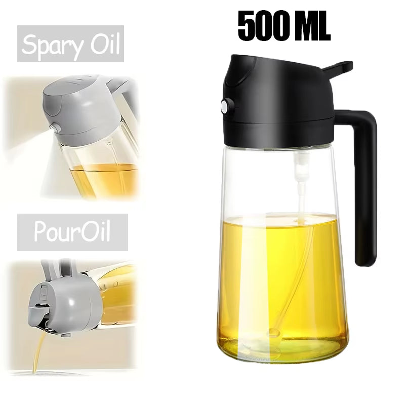 Multi-Functional Kitchen Oil Bottle Spray Oil Pouring Two-In-One Food-Grade Material Is Not Easy to Damage 500ML Large Capacity