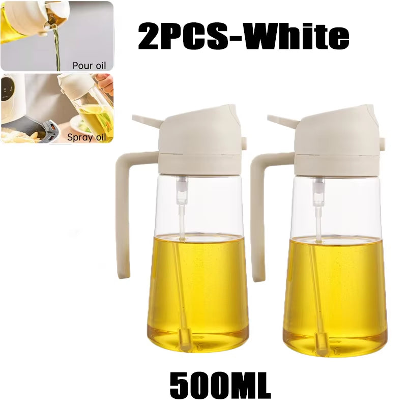 Multi-Functional Kitchen Oil Bottle Spray Oil Pouring Two-In-One Food-Grade Material Is Not Easy to Damage 500ML Large Capacity