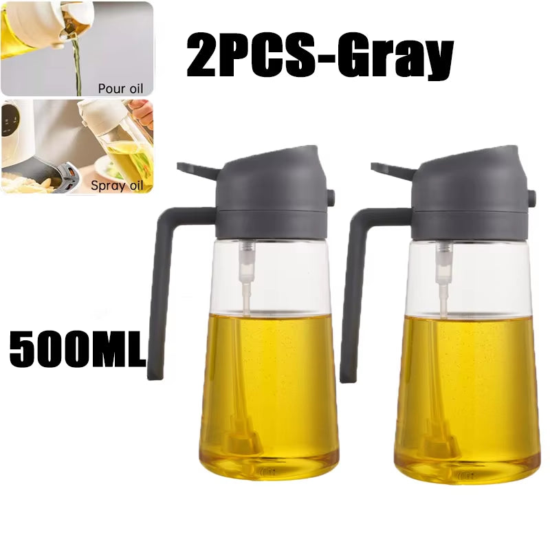 Multi-Functional Kitchen Oil Bottle Spray Oil Pouring Two-In-One Food-Grade Material Is Not Easy to Damage 500ML Large Capacity