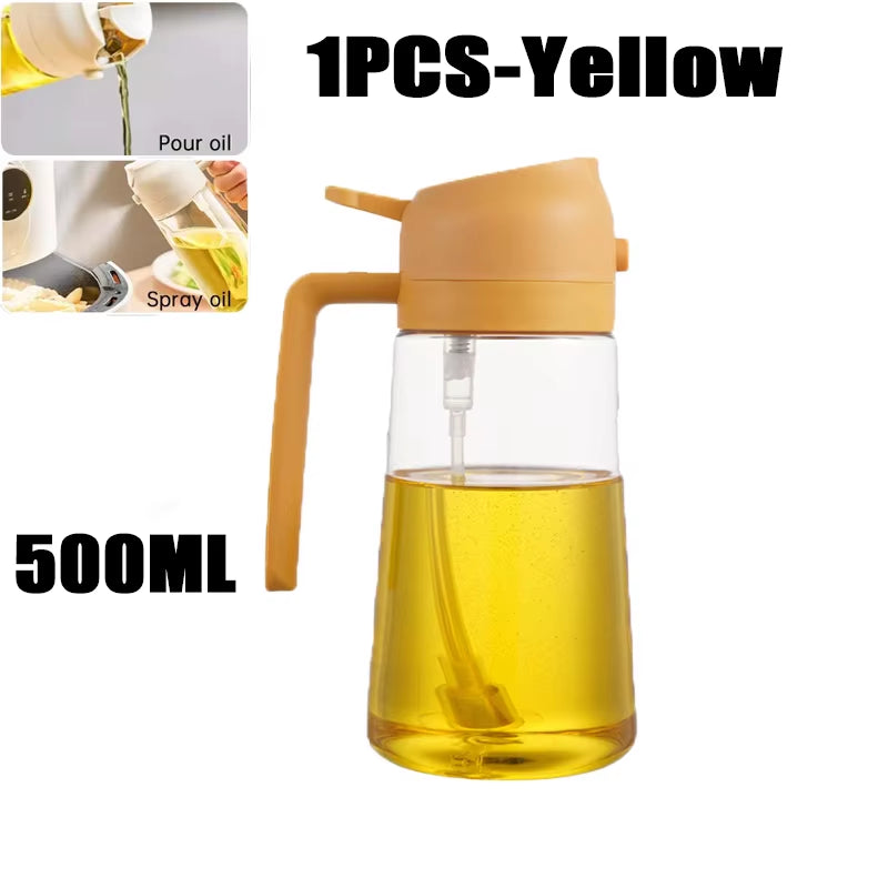Multi-Functional Kitchen Oil Bottle Spray Oil Pouring Two-In-One Food-Grade Material Is Not Easy to Damage 500ML Large Capacity