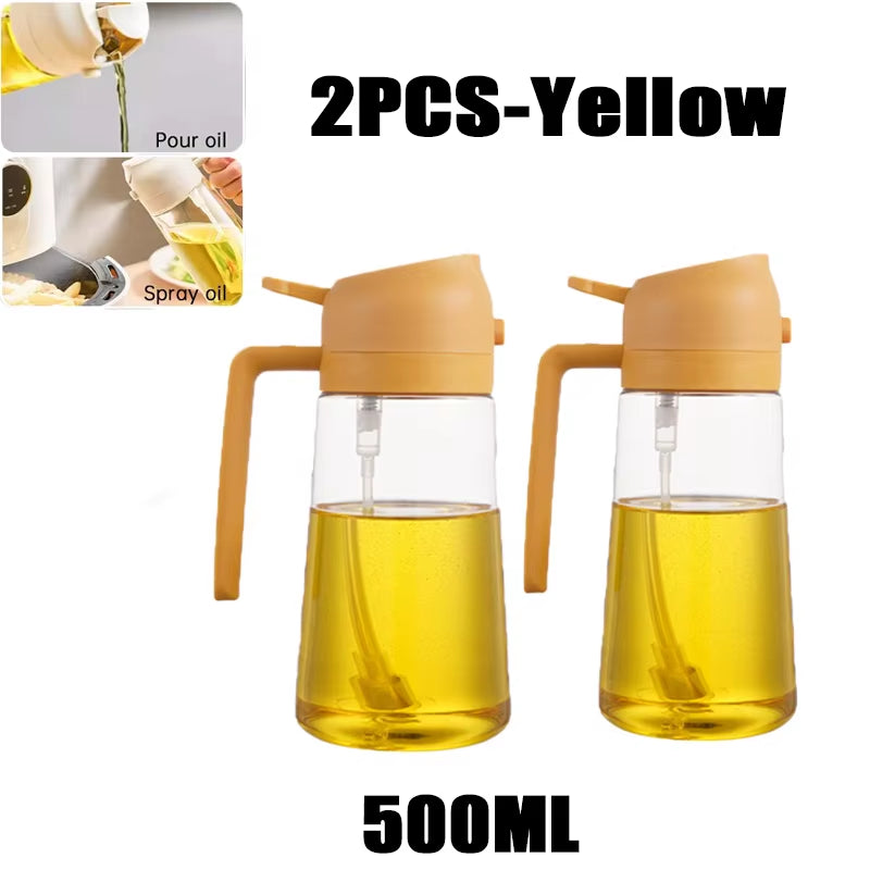 Multi-Functional Kitchen Oil Bottle Spray Oil Pouring Two-In-One Food-Grade Material Is Not Easy to Damage 500ML Large Capacity