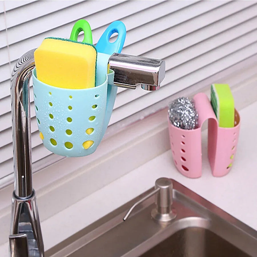 Kitchen Sink Double Basket Utensils Organizer Bag Soap Sponge Holder Bathroom Hanging Drain Storage Rack Accessory