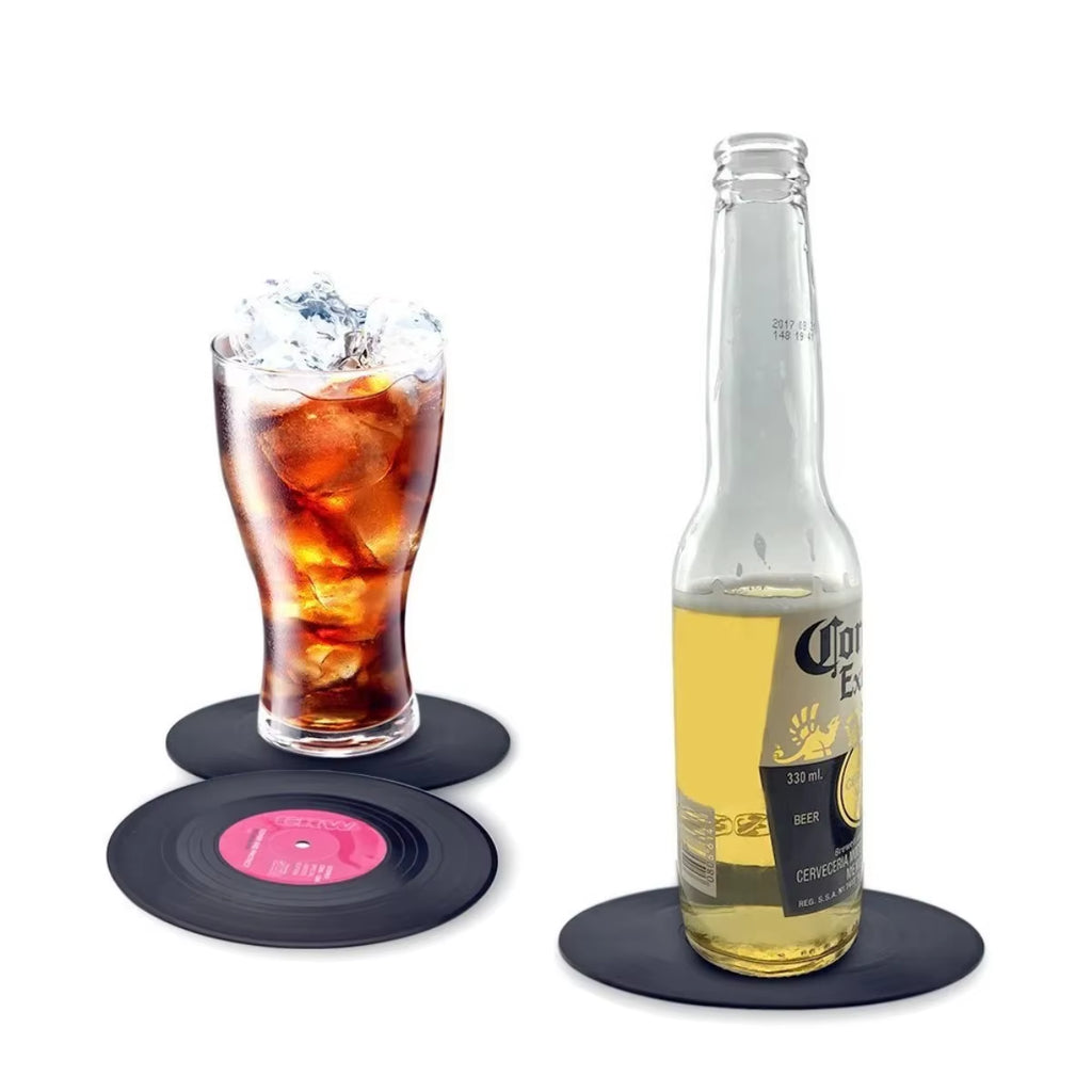 6/12Pc Vinyl Record Coasters Absorbent Retro Style Home Decor Hot Coffee Cup Placement Pads Effective Protection of the Desktop