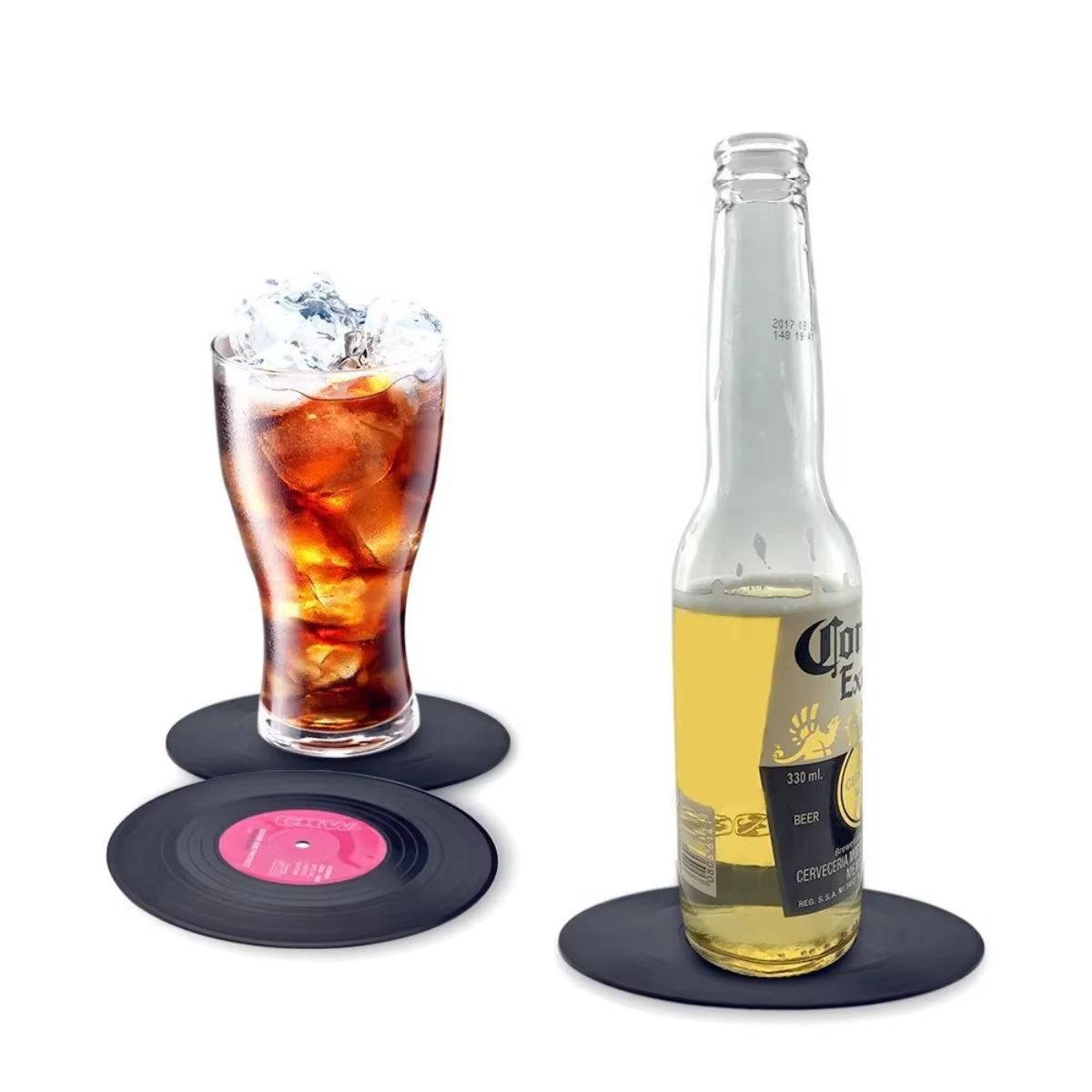 6/12Pc Vinyl Record Coasters Absorbent Retro Style Home Decor Hot Coffee Cup Placement Pads Effective Protection of the Desktop