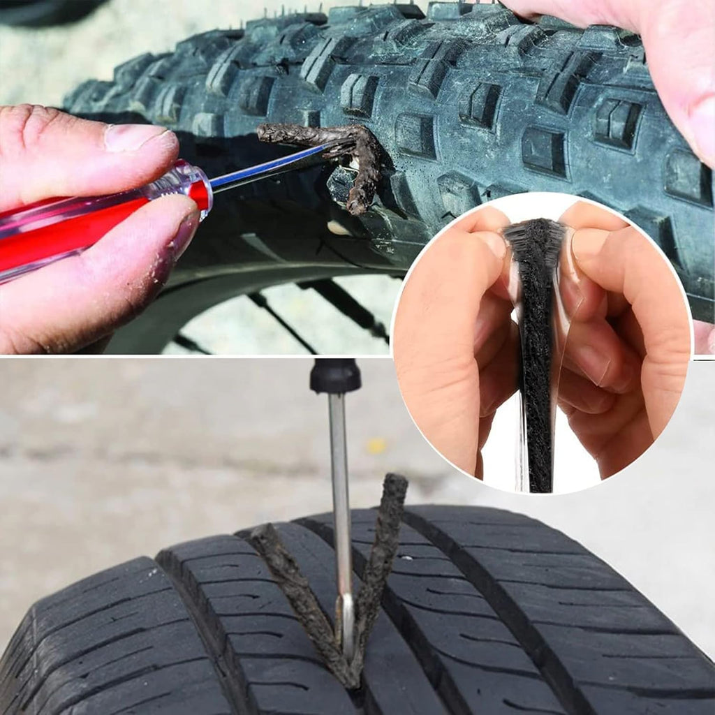 Tiras De Reparación De Neumáticos,Tiras De Reparación De Neumáticos Sin Cámara,Parches Para Ruedas,Tiras Pinchazos Coche,Kit Repara Pinchazos Coche,Kit Reparación Neumáticos,100X3,5 Mm,Negro,50 Piezas