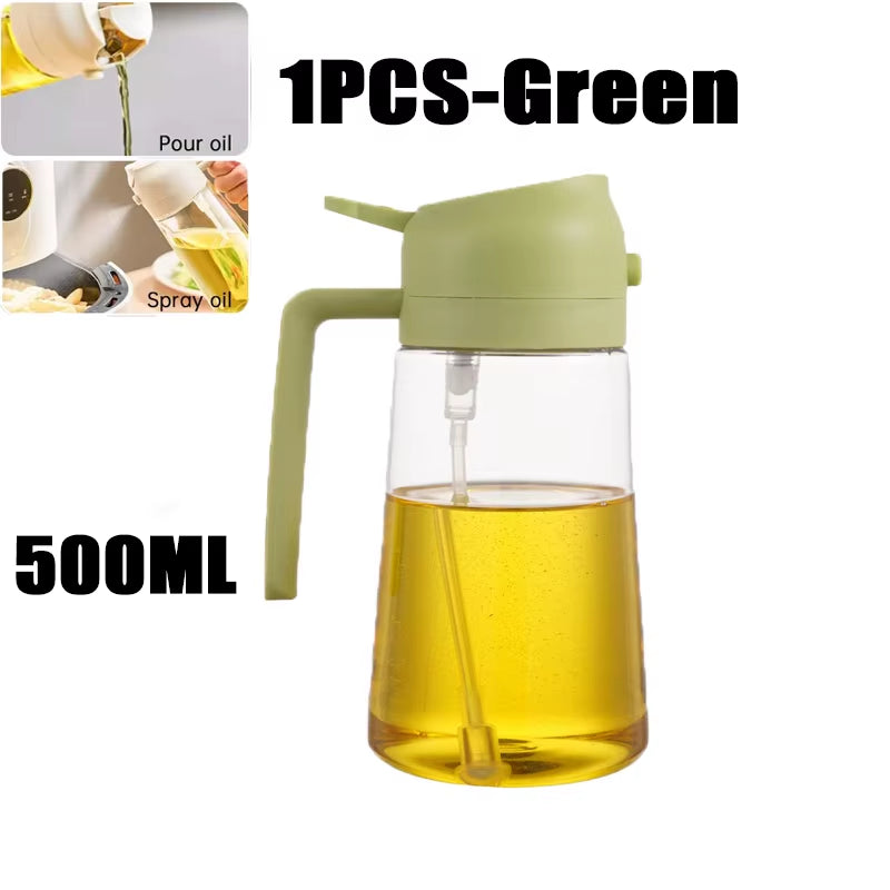 Multi-Functional Kitchen Oil Bottle Spray Oil Pouring Two-In-One Food-Grade Material Is Not Easy to Damage 500ML Large Capacity