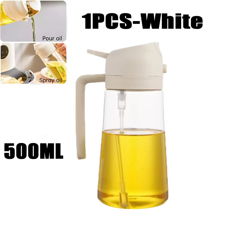 Multi-Functional Kitchen Oil Bottle Spray Oil Pouring Two-In-One Food-Grade Material Is Not Easy to Damage 500ML Large Capacity