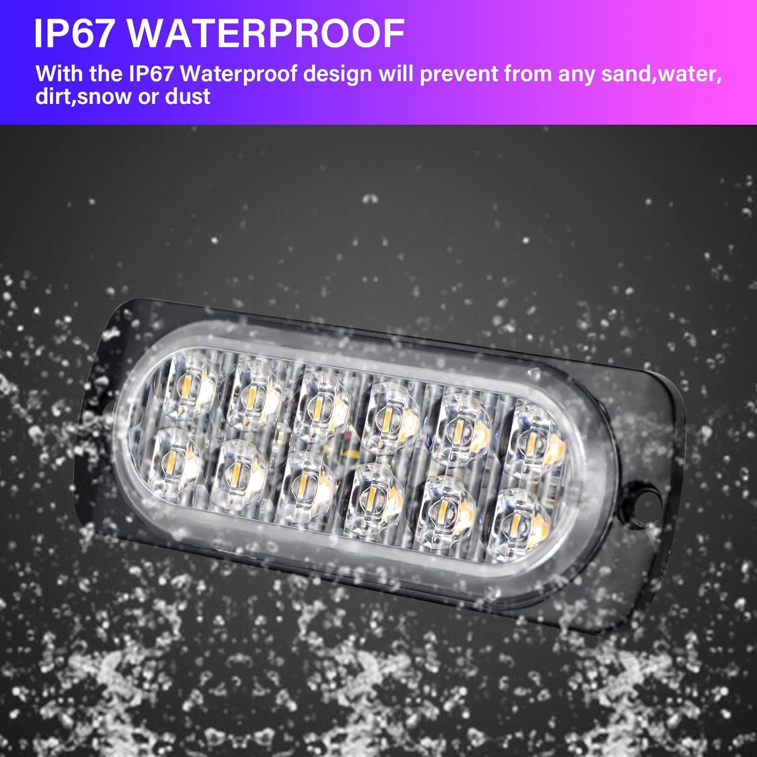 PICAA 2X Ámbar 12 LED Luces Estroboscópicas De Emergencia, 12V-24V LED Flash Lámparas De Faro De Advertencia De Peligro Para Coche Vehículo Camión Remolque Caravana