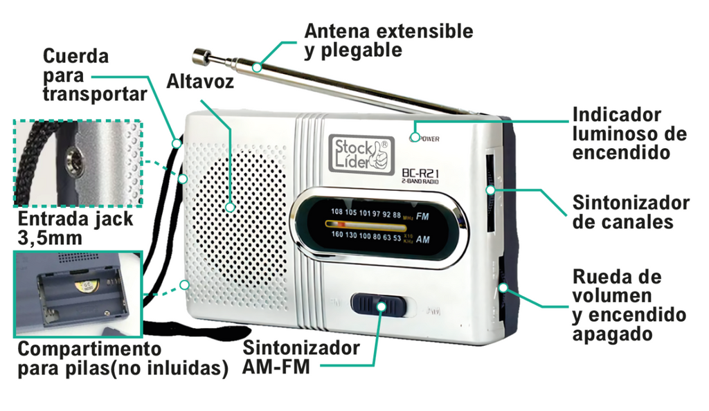 Radio AM-FM portátil- Ideal para cuando se va la Luz