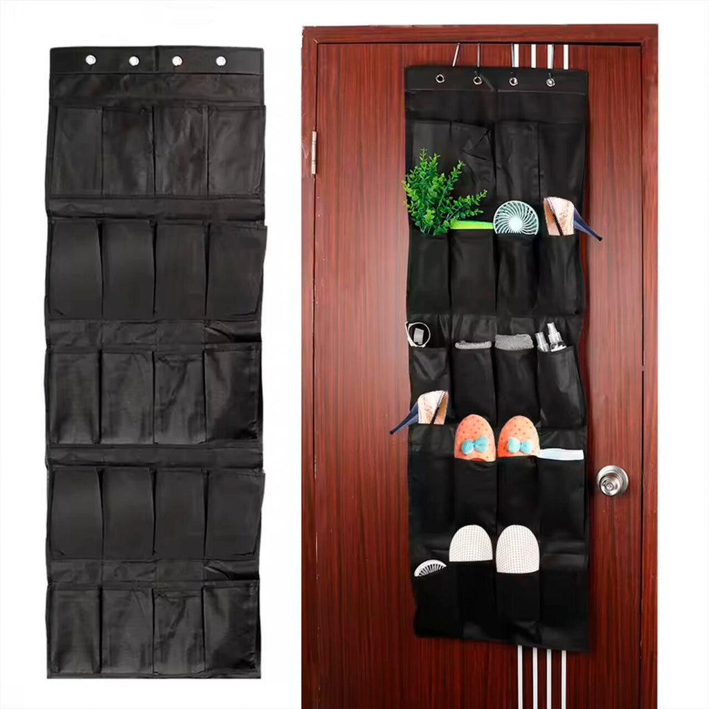Organizador De Zapatos Y Otras Complementos,  Colgante Sobre La Puerta 20 Bolsillos Color Negro