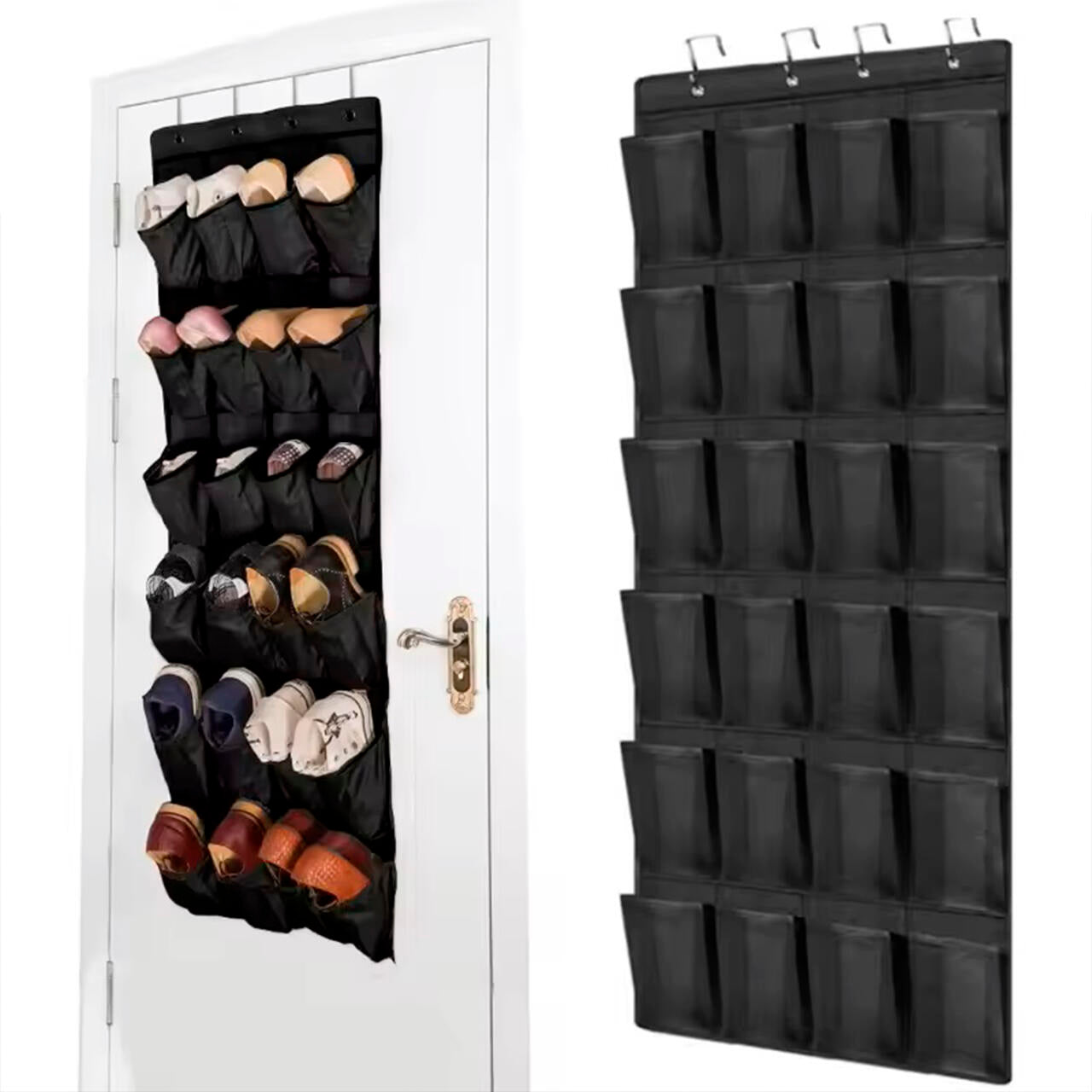 Organizador De Zapatos Y Otras Complementos,  Colgante Sobre La Puerta 20 Bolsillos Color Negro