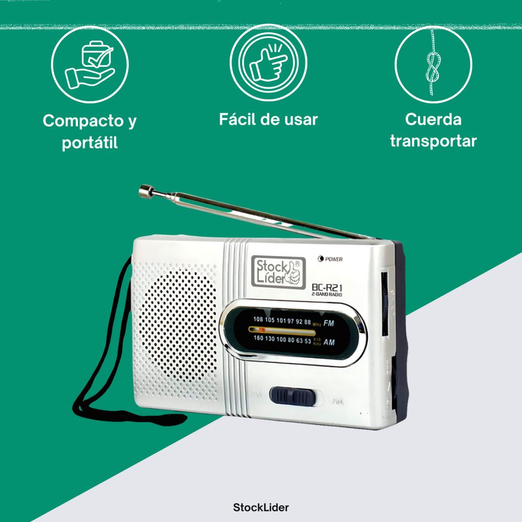 Radio AM-FM portátil- Ideal para cuando se va la Luz