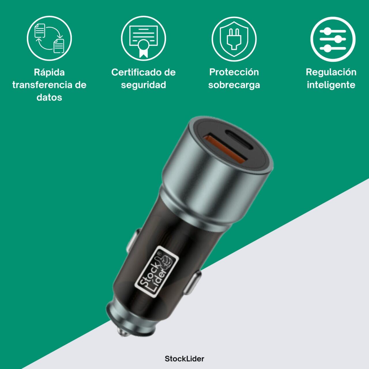 Cargador de coche USB + Tipo C