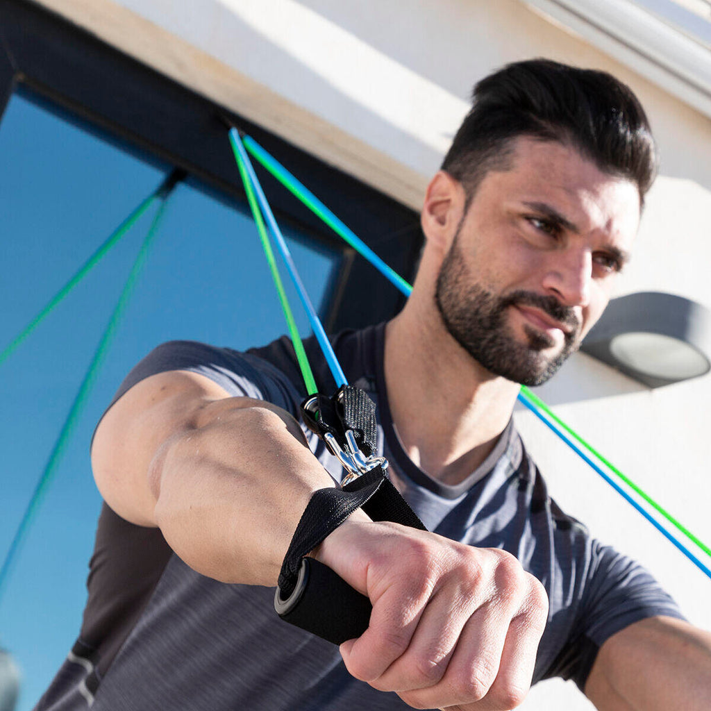 Set de Bandas de Resistencia con Accesorios y Guía de Ejercicios Tribainer InnovaGoods 3 Unidades